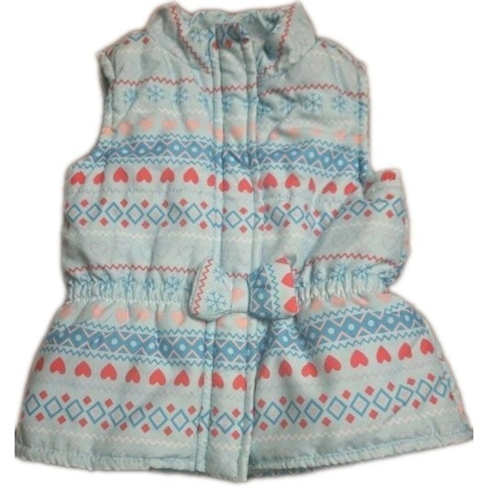 WONDERKIDS  Hearts Snowflakes Bow 3T Toddler Puffer Vest Whimsical Soft &‎ Cozy